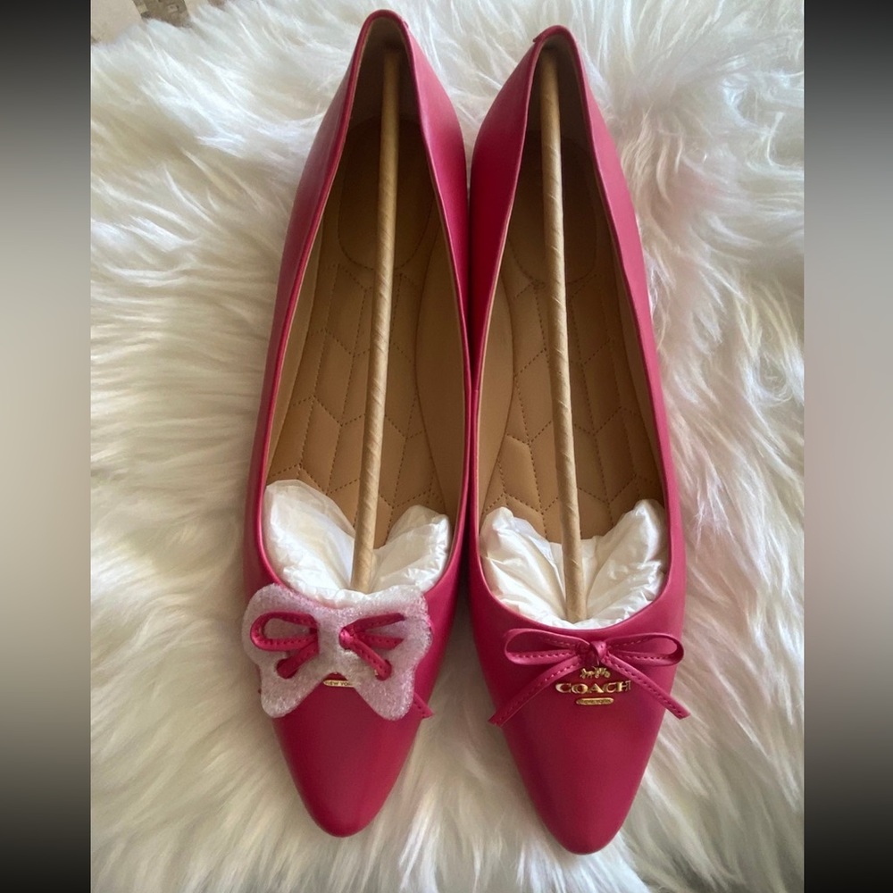 COACH Annabel leather ballet flat hot pink size 10